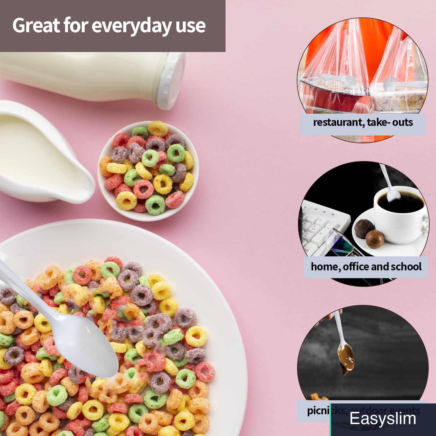 Plastic Teaspoons 400 Count Midweight White Disposable Bulk Cutlery Set