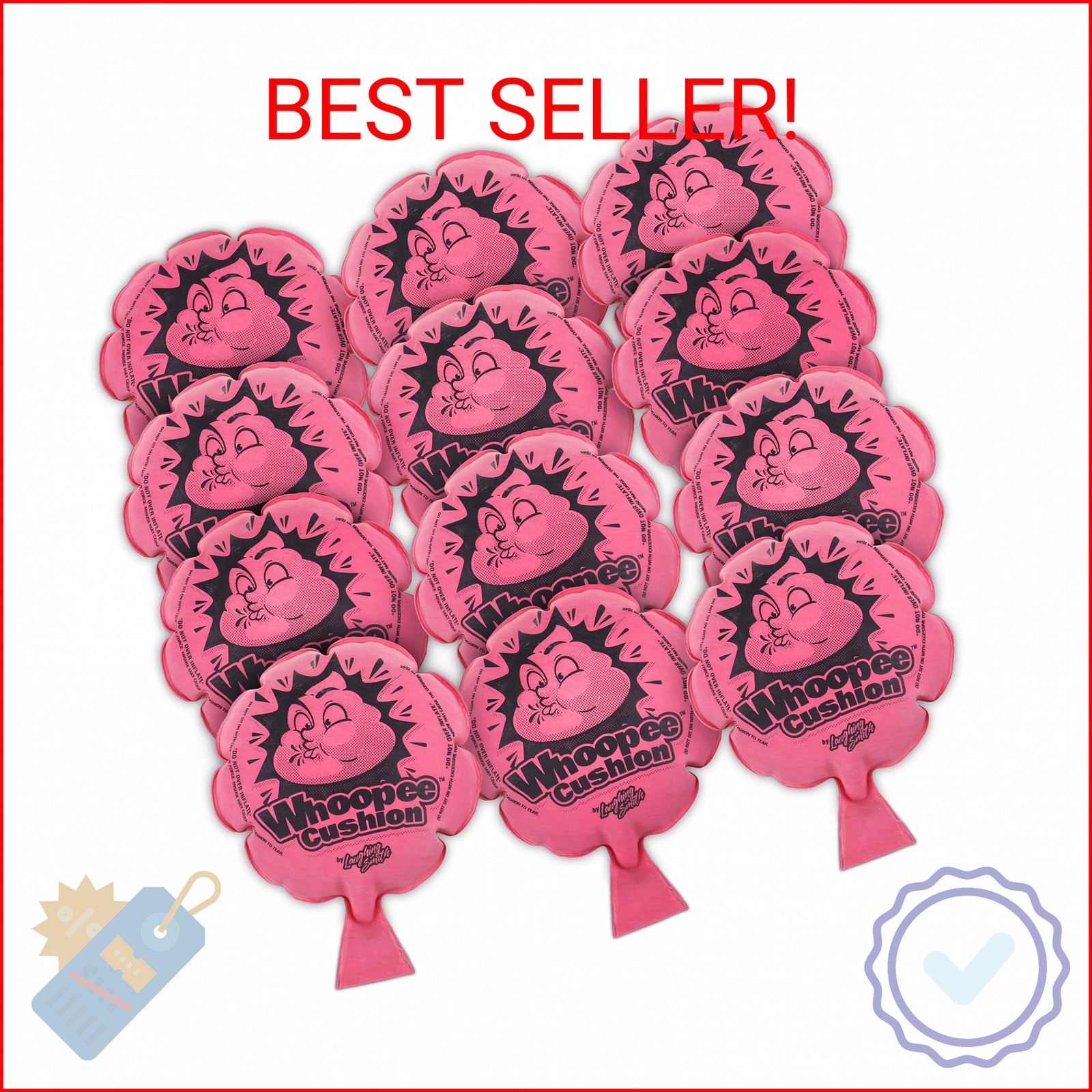 Laughing Smith 12-Pack Whoopie Cushion Set – Bulk Party Favors for Kids, Fun Pra