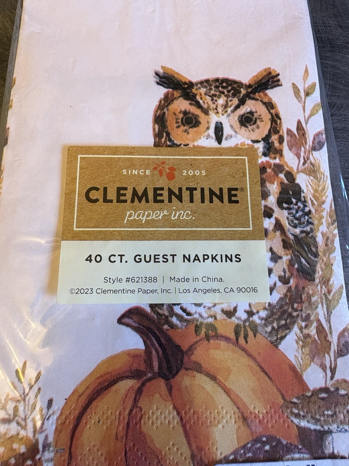 Thanksgiving Autumn Fall Owl Pumpkin Paper Napkins Hand Towels 40 CT Bath NEW!