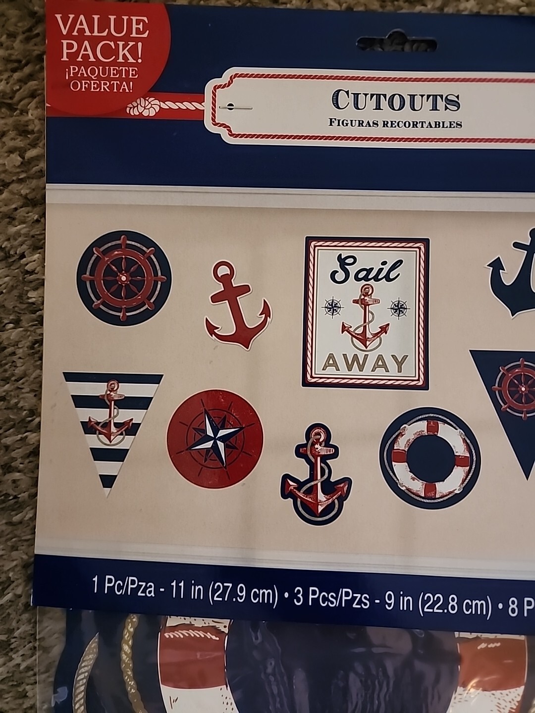 Amscan Nautical Cutouts 12pc Value Pack Party Celebration Various Prints & Sizes