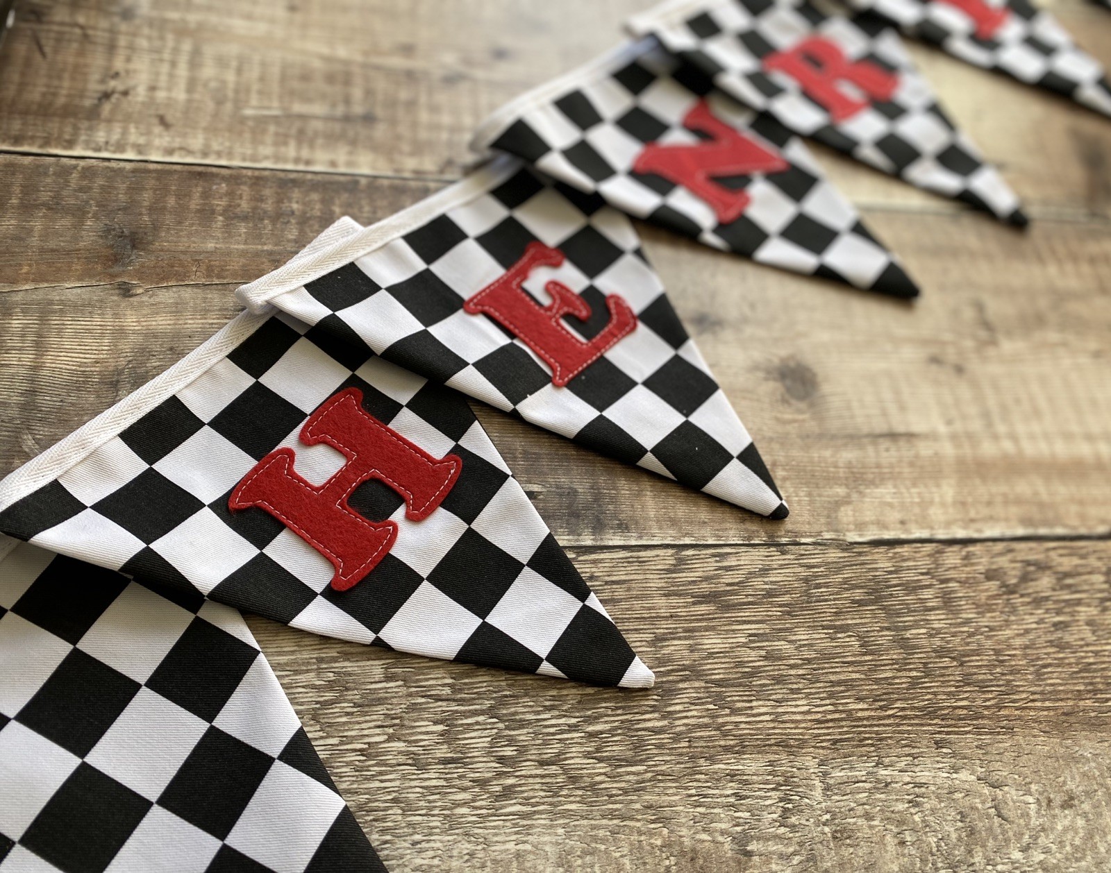 Black And White Checkered Bunting, Racing Cars Bunting, Checkered Bunting