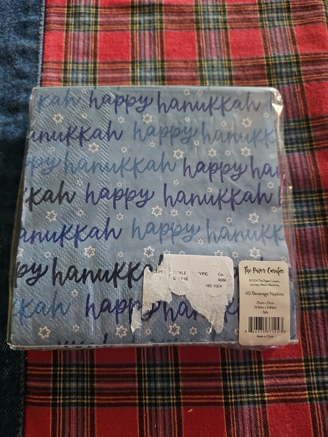 Happy Hanukkah 40 Beverage Napkins Three Ply Blue 10-in Squared By The Paper…