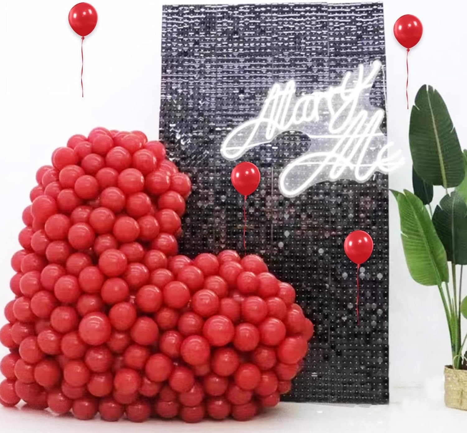 1000 Red 5″ Latex Balloons w Ribbon String Party Wedding Decor Bulk Lot
