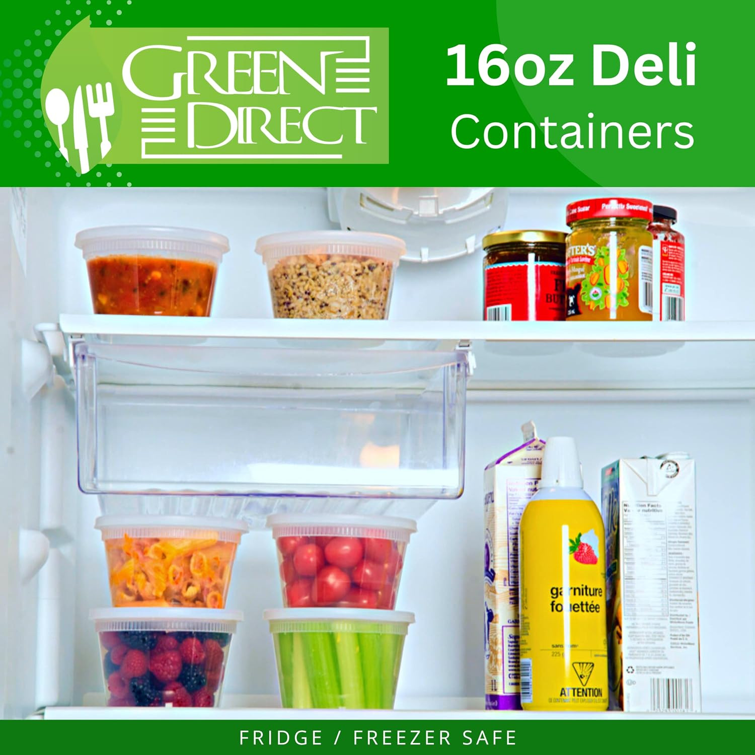 16 Oz. Disposable Clear Plastic Containers with Lids 50 Pack, Lunch Leakproof ro