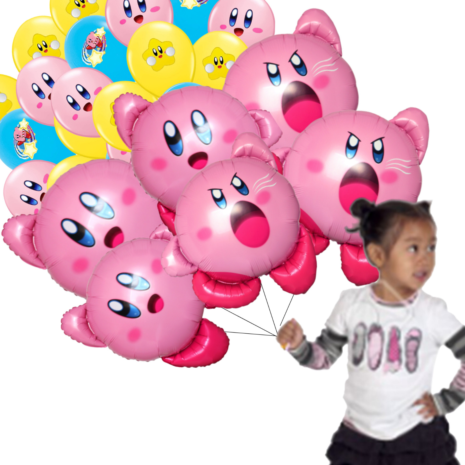 KIRBY STAR GAME pink foil balloon birthday party supplies centerpiece decoration