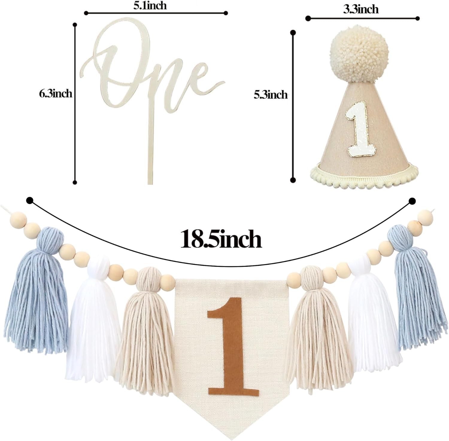 First Birthday High Chair Banner Decorations For Boy 1st Birthday Hat With On…
