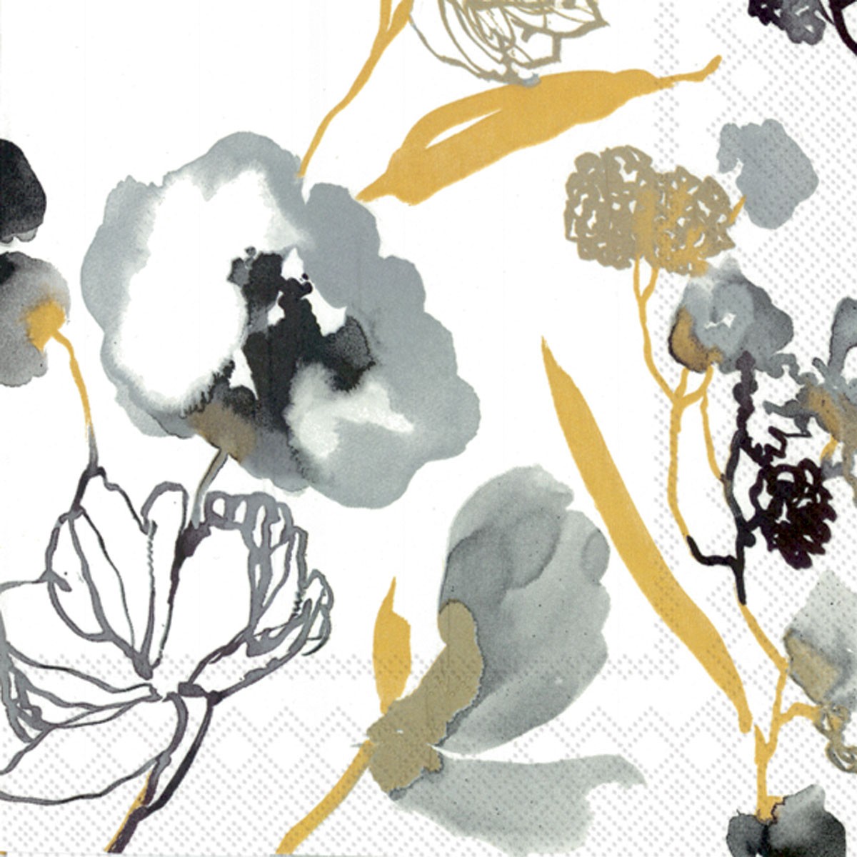 3-Ply Ariella Silver Floral Paper Lunch Napkins – 40 Count – 6.5 x 6.5 Inches