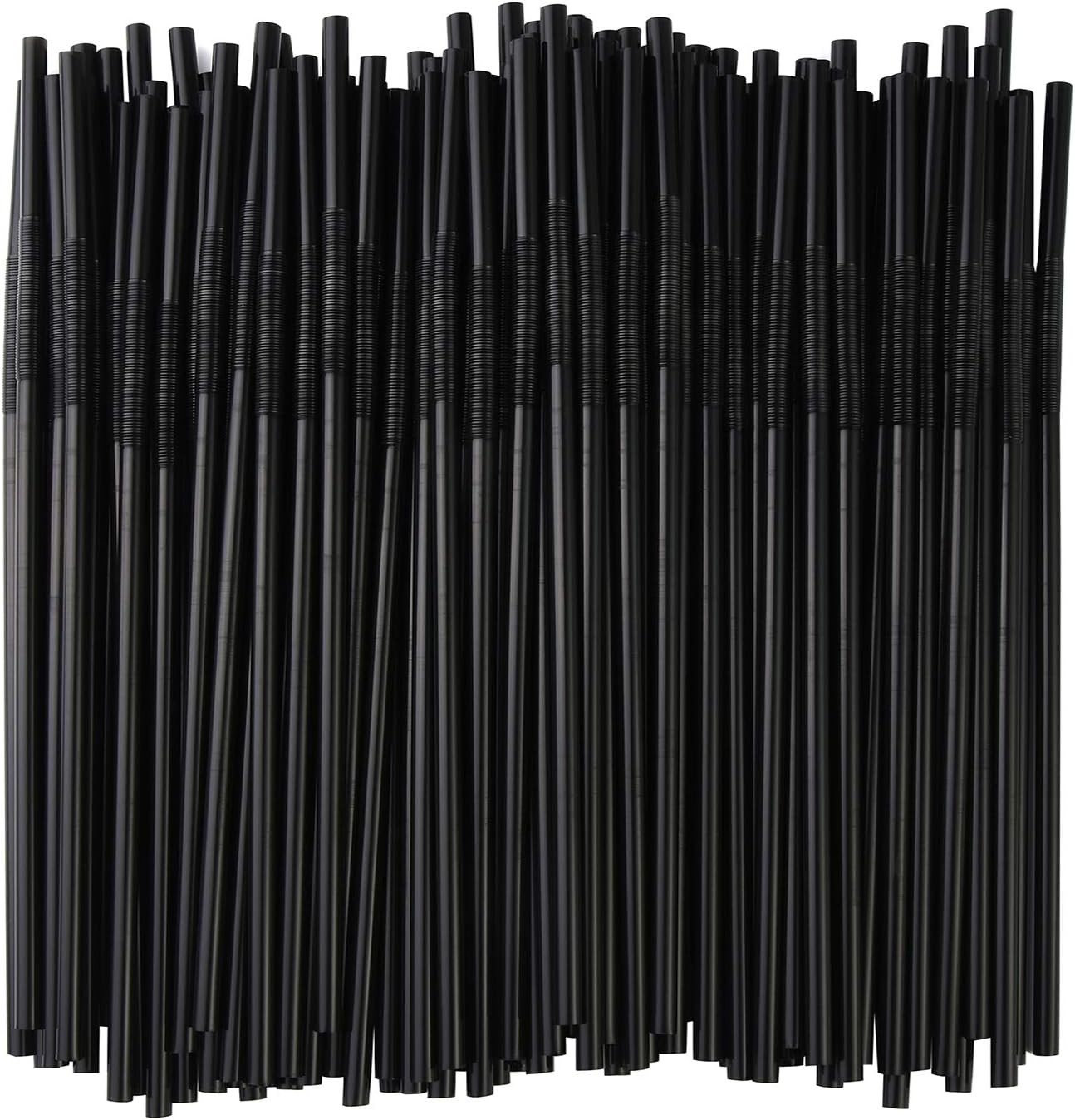 ALINK 200 PCS Flexible Black Plastic Drinking 200 Count (Pack of 1),