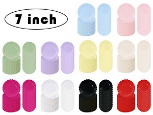 50 Pcs Iridescent Light Pink Paper Plates 25 × 7” and 25 × 9” Disposable Pink