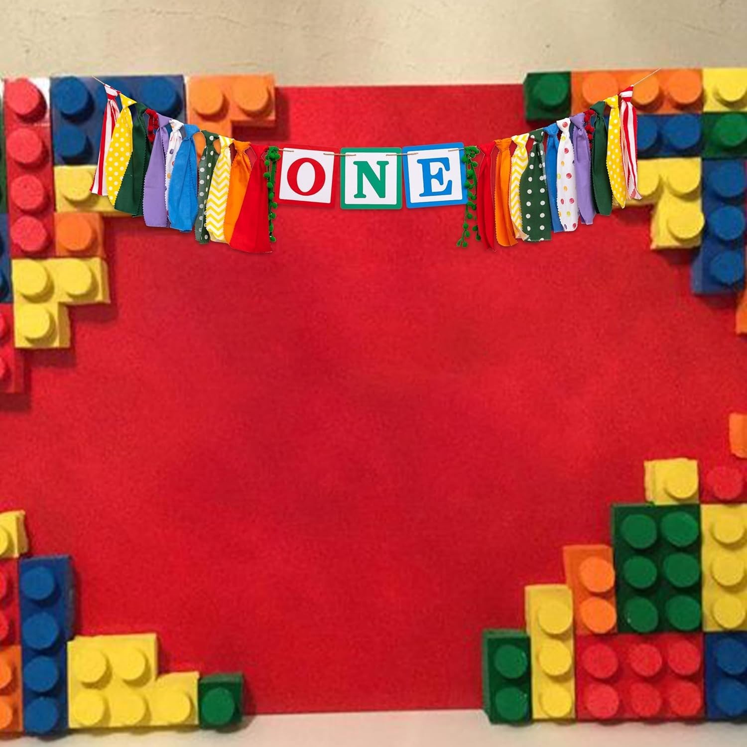 Building Blocks Theme One High Chair Banner – Bricks One Highchair Banner for…