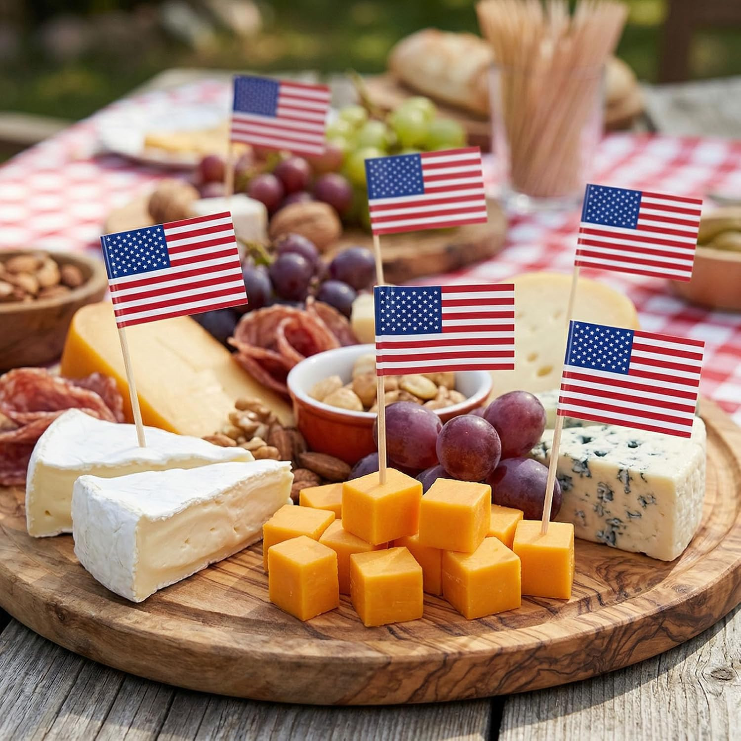 100 Pcs American Flag Toothpicks – Premium Patriotic Cupcake Toppers with Double