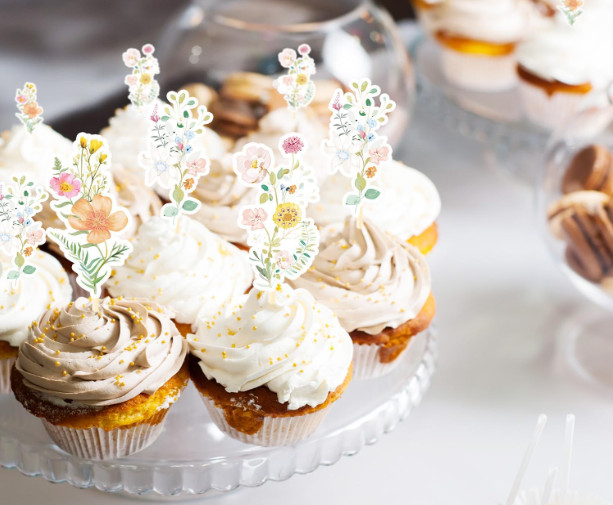 Flower Birthday Cupcake Toppers 40 PCS New in Original Packaging Cake Toppers