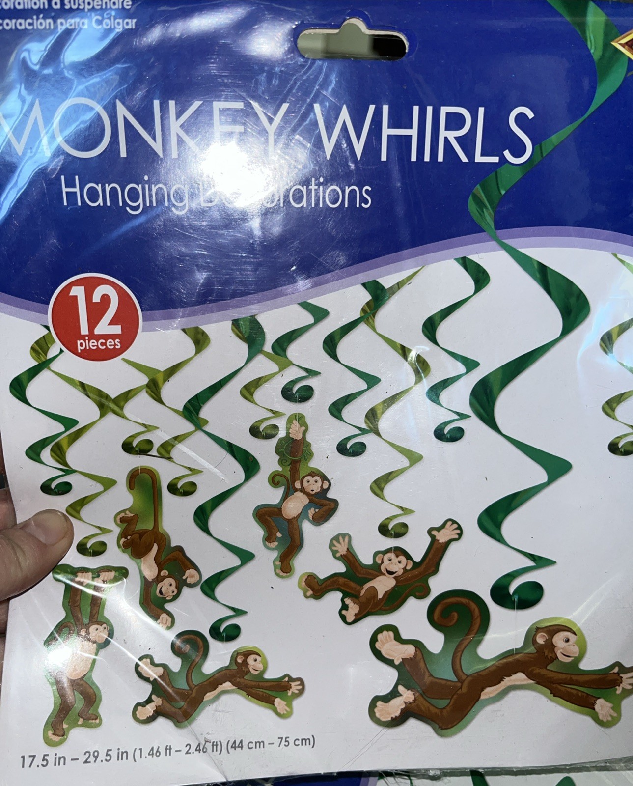 Monkey Whirls – Jungle | Party Supply | Decoration 12 Pk 17.5 In – 29.5 Inches