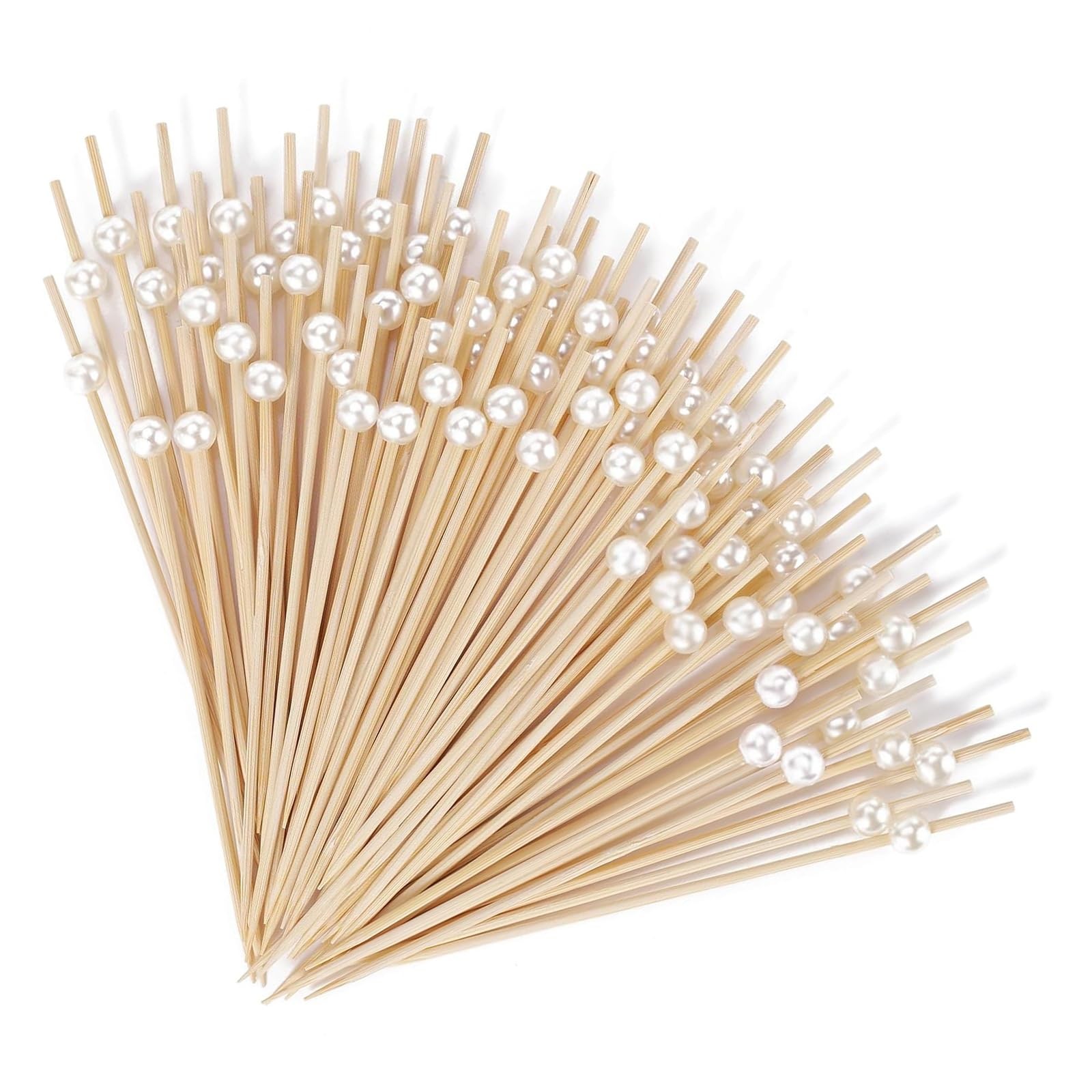 [100 PCS] Cocktail Picks Toothpicks for Appetizers – 4.7 inch White Pearl Coc…