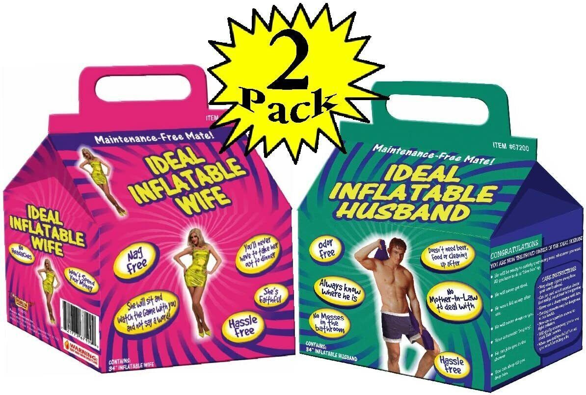 Inflatable Husband & Wife (Boyfriend & Girlfriend) Party Blow Up Bundle – 2 Pack