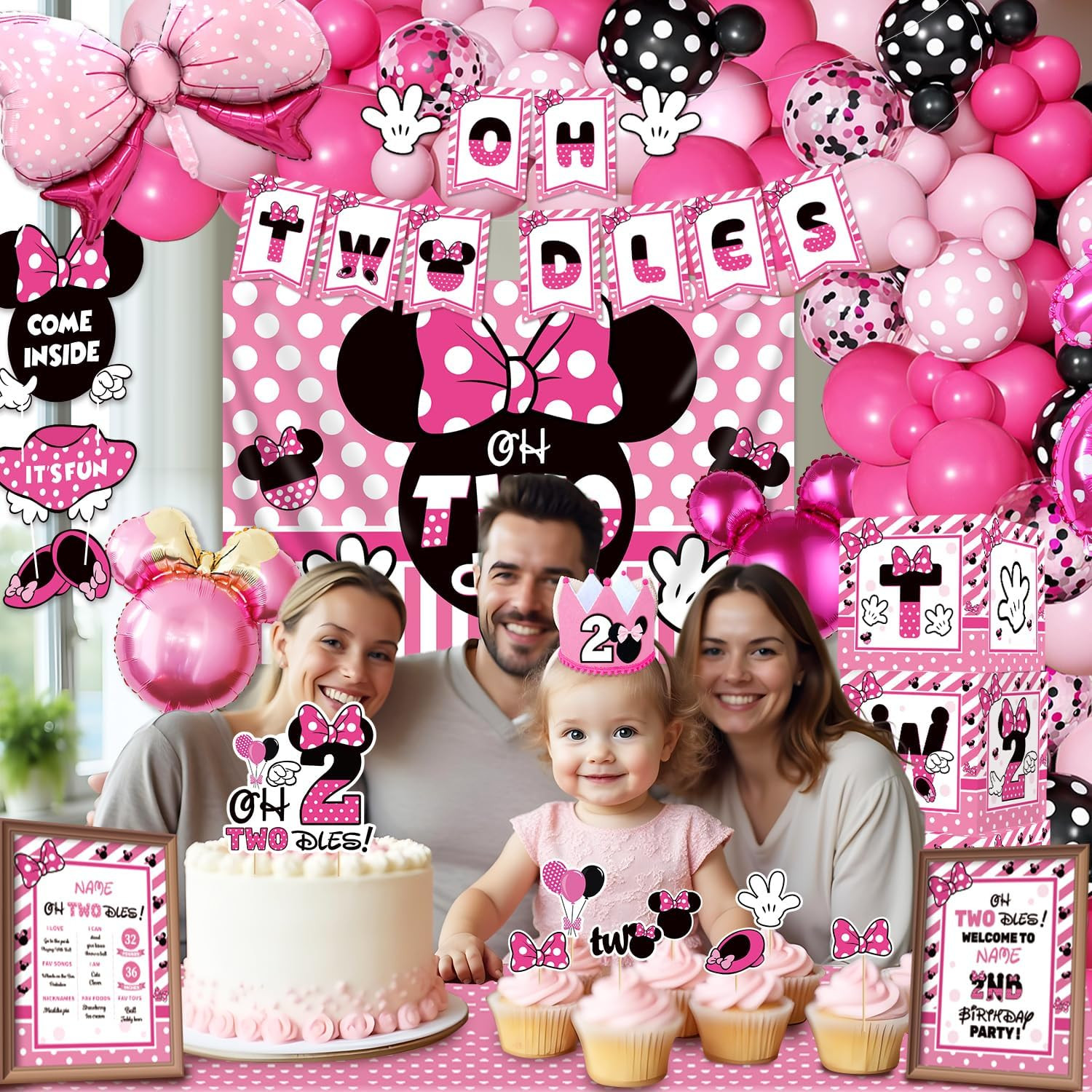 Oh Twodles Birthday Party Supplies Girl, 2Nd Birthday Decorations for Girl, 150