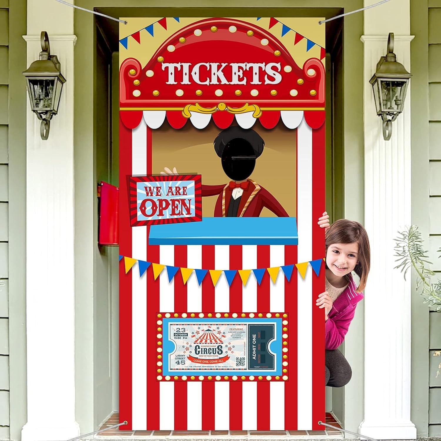 Carnival Circus Theme Party Decorations, Photo Door Banner Ticket Booth Polyeste