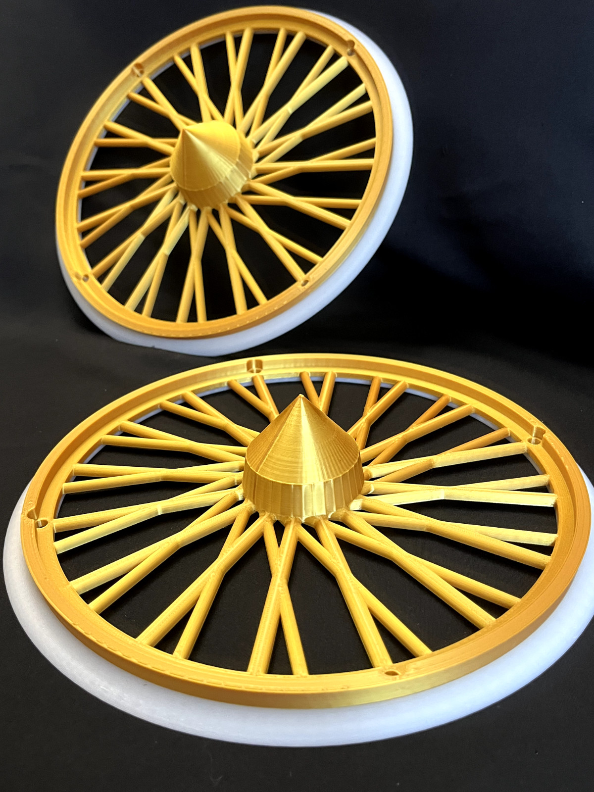 3D Printed Dayton Spoke Trash Can Rims Wheel Covers Whitewall Gold or Silver Set