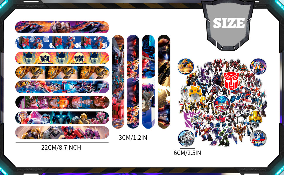 Transformers Themed Kid Birthday Party Supplies Slap Bracelets Favor Set Sticker