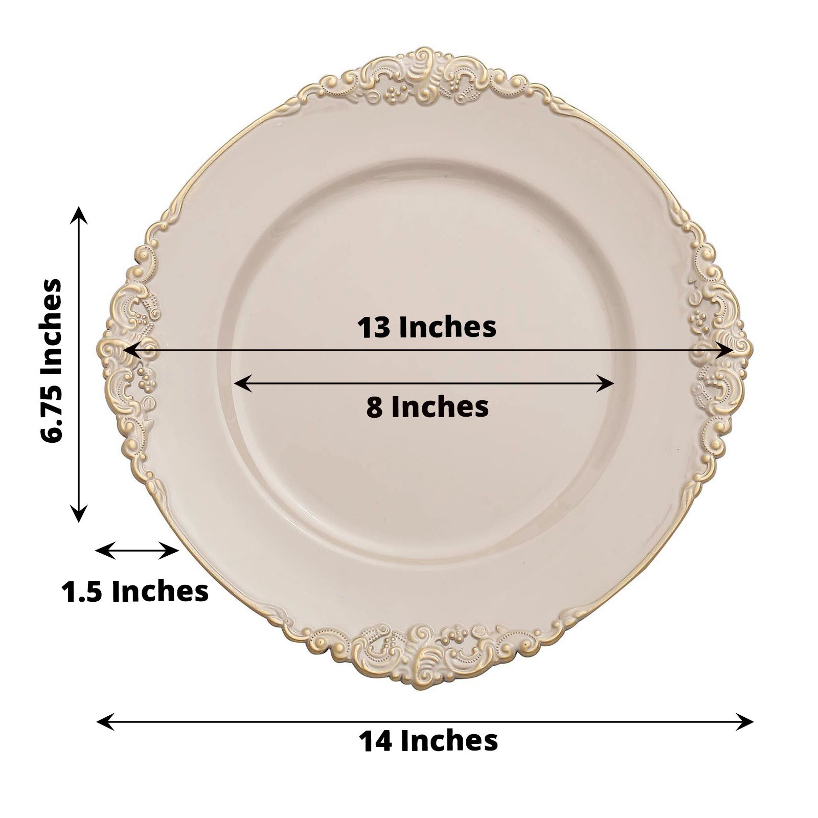 24 NUDE 13″ Round with Embossed Rim Charger Plates Wedding Dinner Supplies