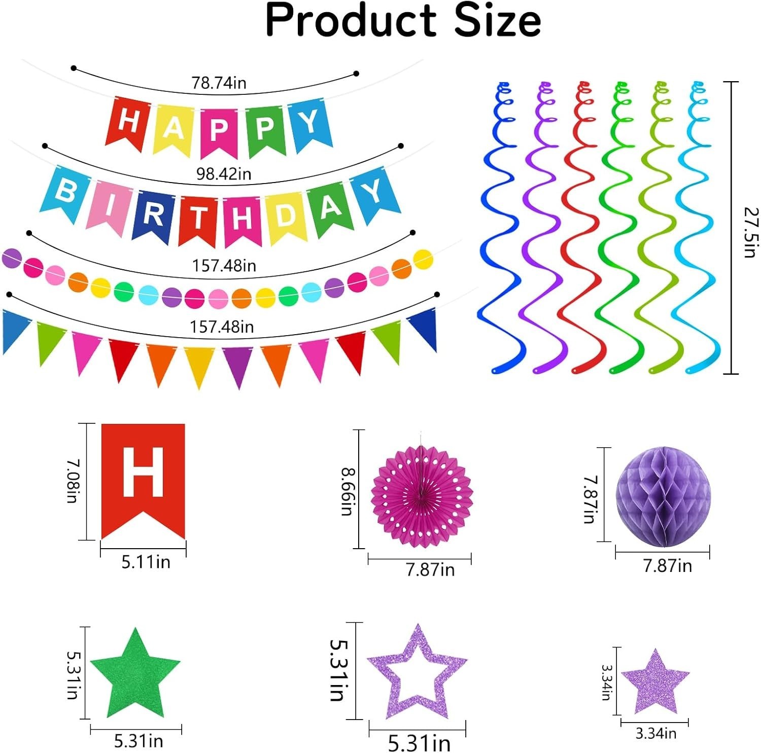 Birthday Decorations Colorful Happy Banner Paper Colorful,