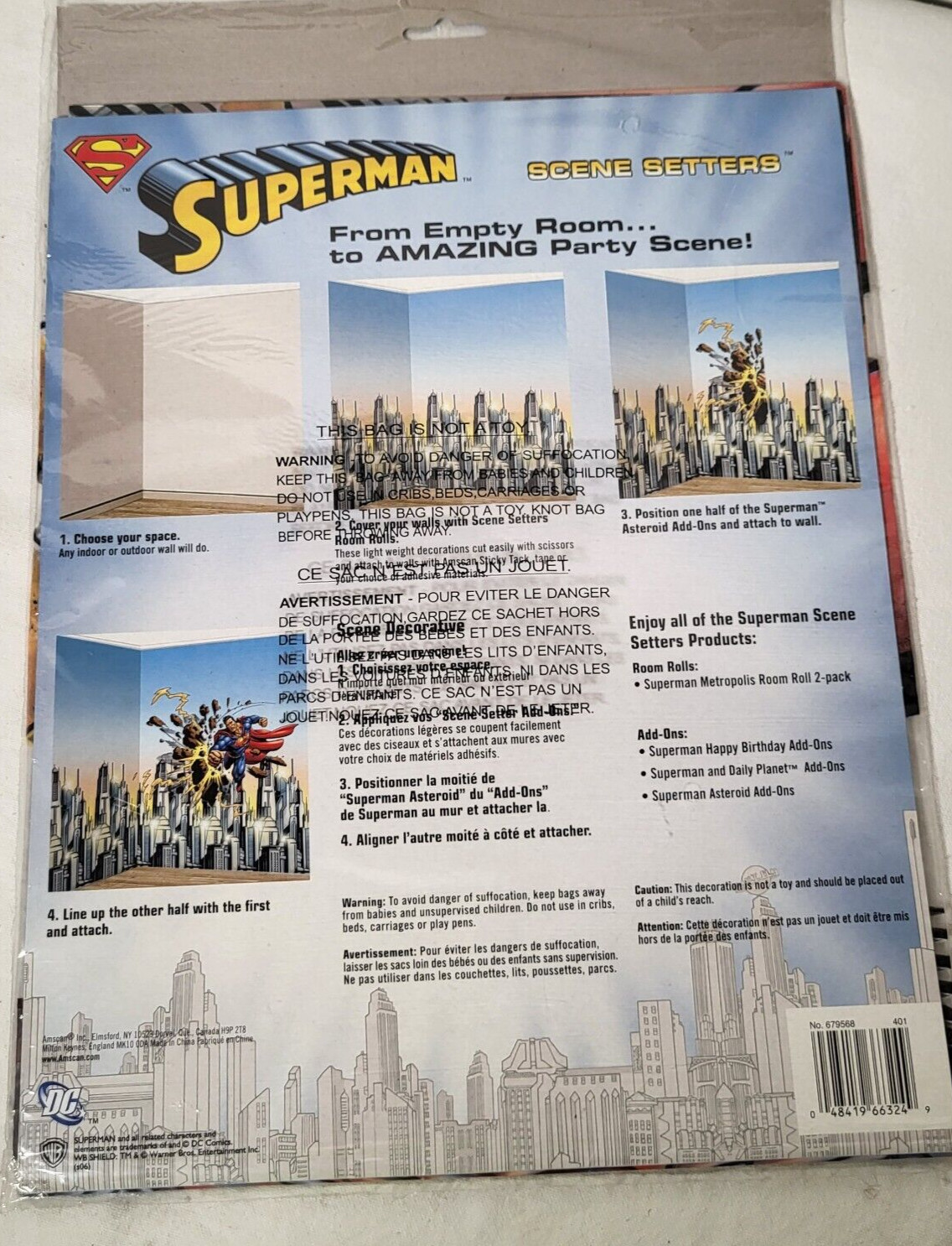 Superman Party Decorations Giant Wall Scene Setter DC Comics Super Heros