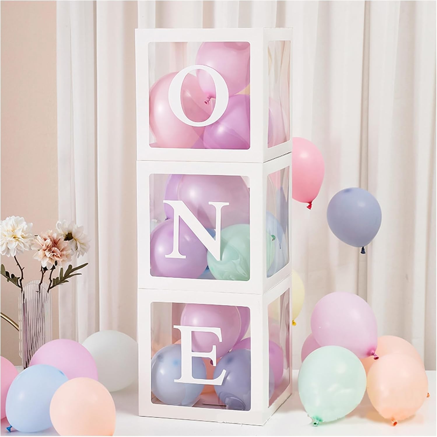 1st Birthday Party Decorations Boxes Boys & Girls ONE Letter White New