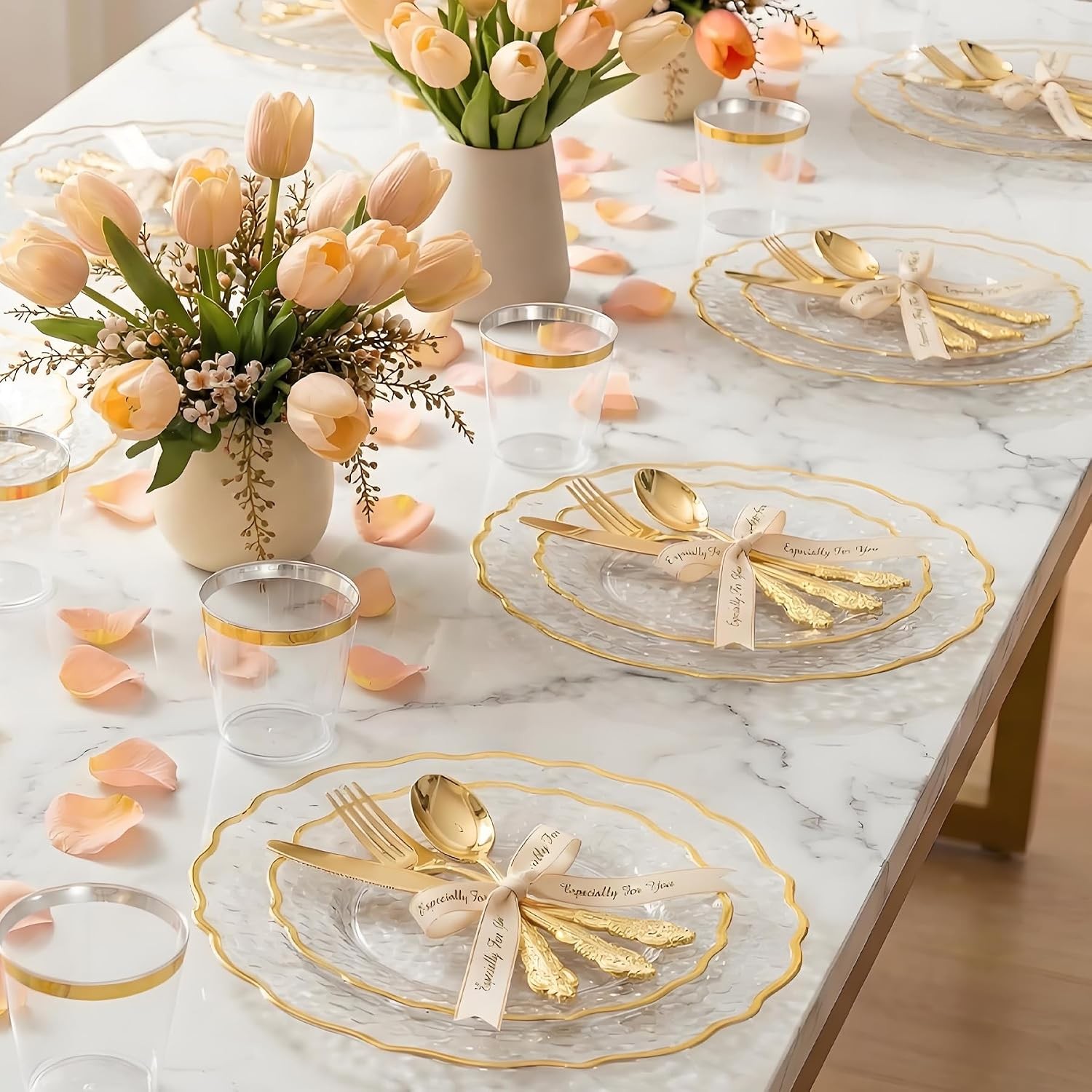 120PCS Gold Plastic Silverware, Disposable Silverware Include 40 Forks, 40
