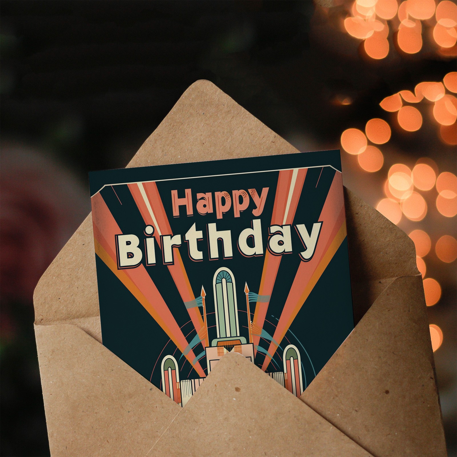Birthday Card Art Deco Building Vintage 1930s Classic For Him Her Greeting Card