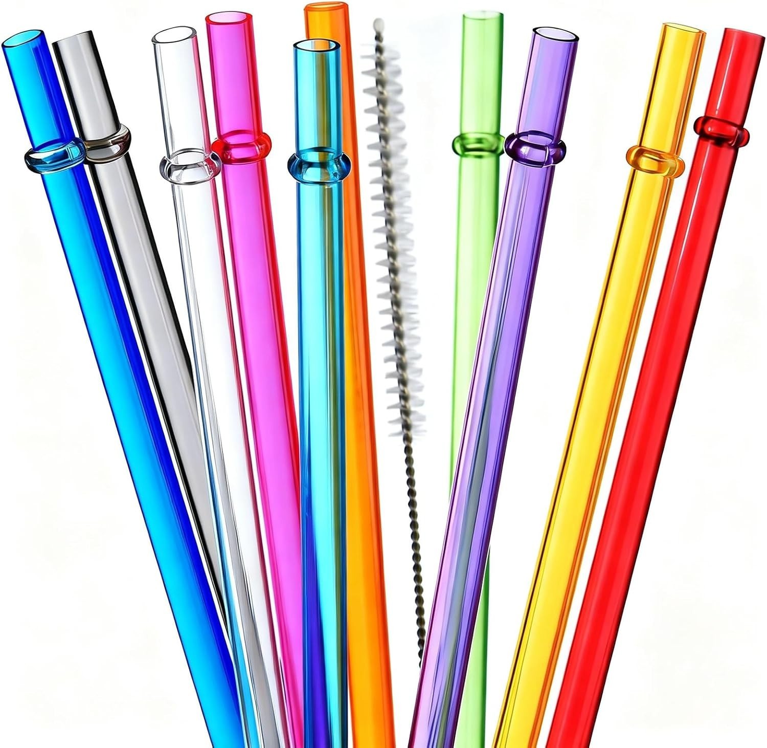 Durable 10-Pack Rainbow Straws – 10.5 in Tritan Straws for Mason Jars and More