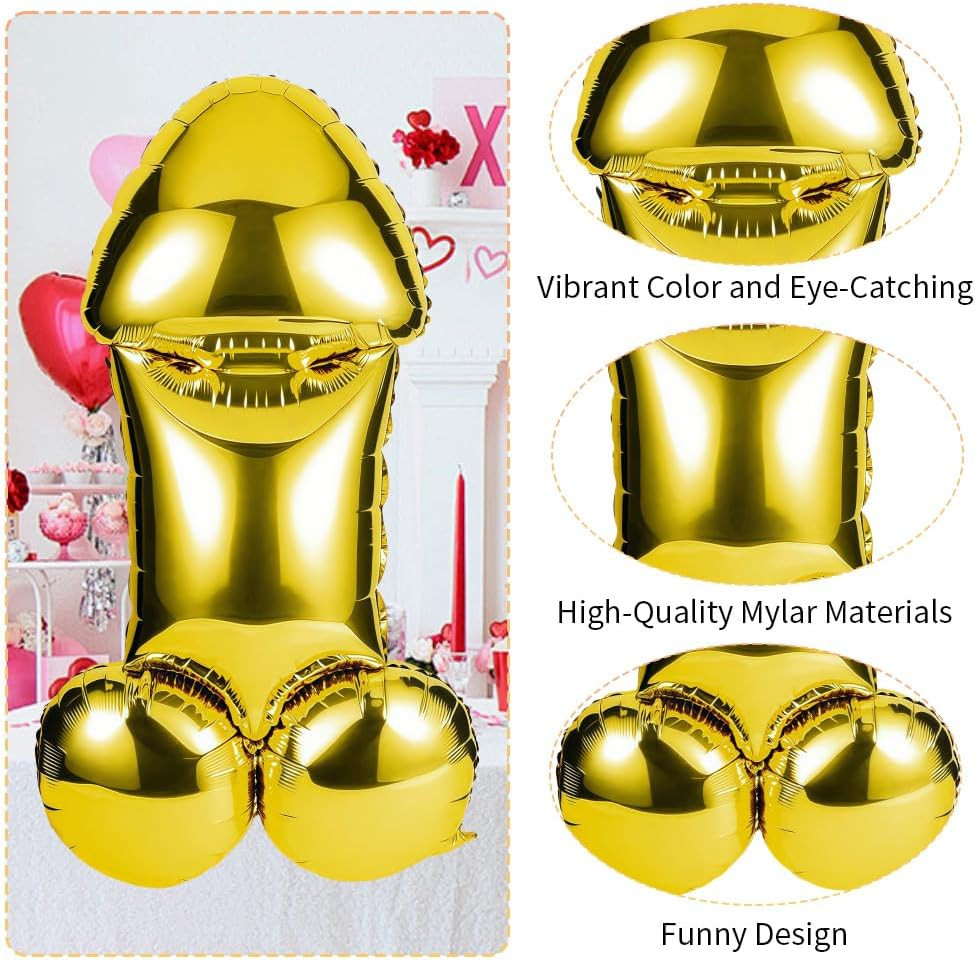 2 Pack Bachelorette Party Decorations 40″ Large Penis Balloons for Bachelor Part