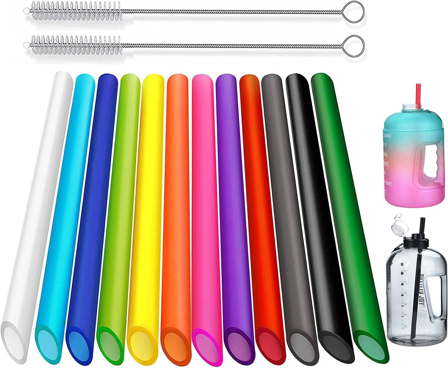 ALINK 12 PCS Reusable Boba Straws, 10.5 Long X 0.51 Wide Colored Plastic Smoothi