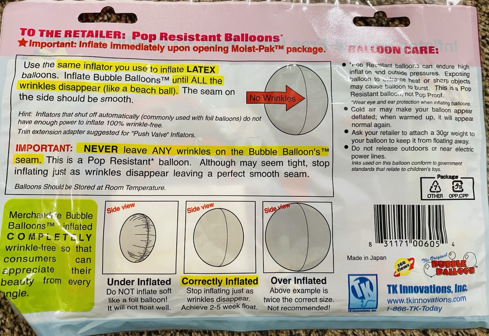 NIP TK Bubble Balloon Lot of 3 I Love You & All Occasion 3D
