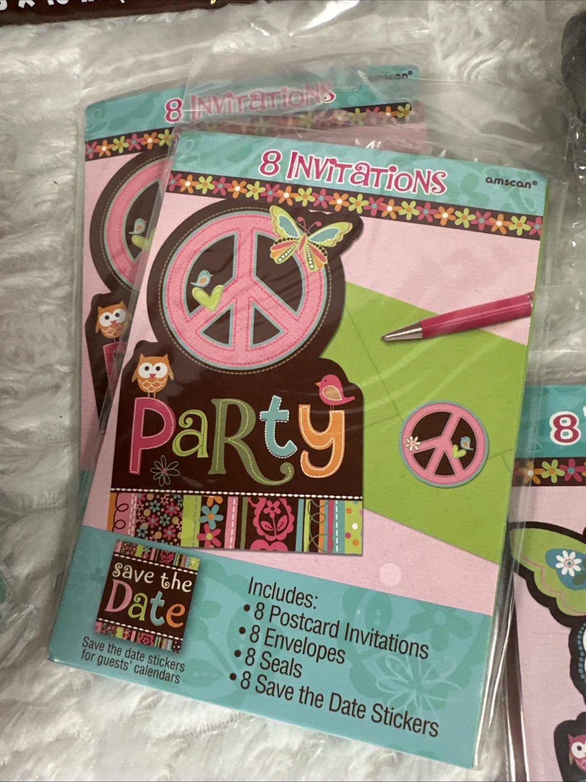 Hippie Chick Peace Owl Pink Brown Retro Birthday Party Kit Decorations Favors 16
