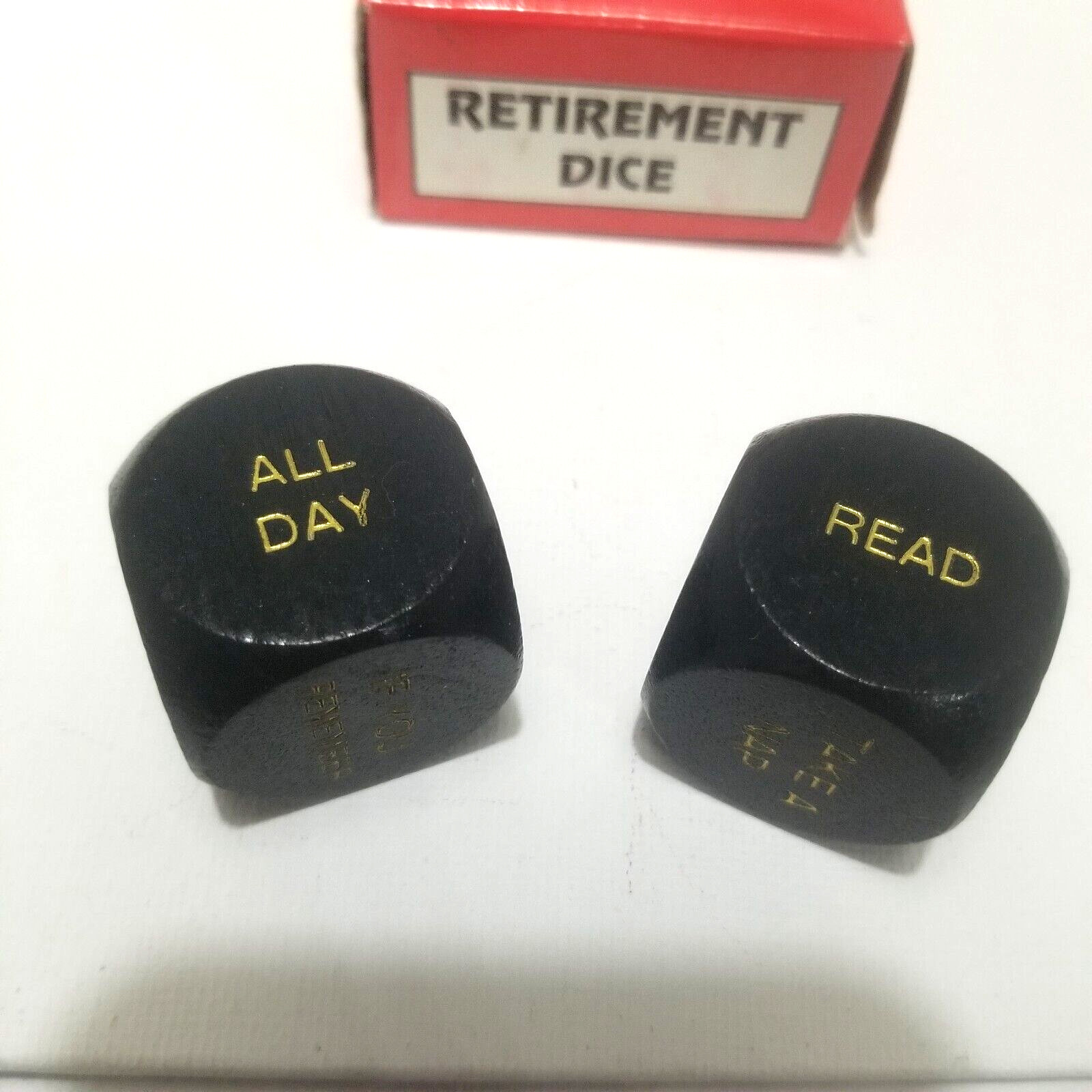 Retirement Dice – Forum Novelties Wooden Gag Gift – Item #51516 – Vintage 1994