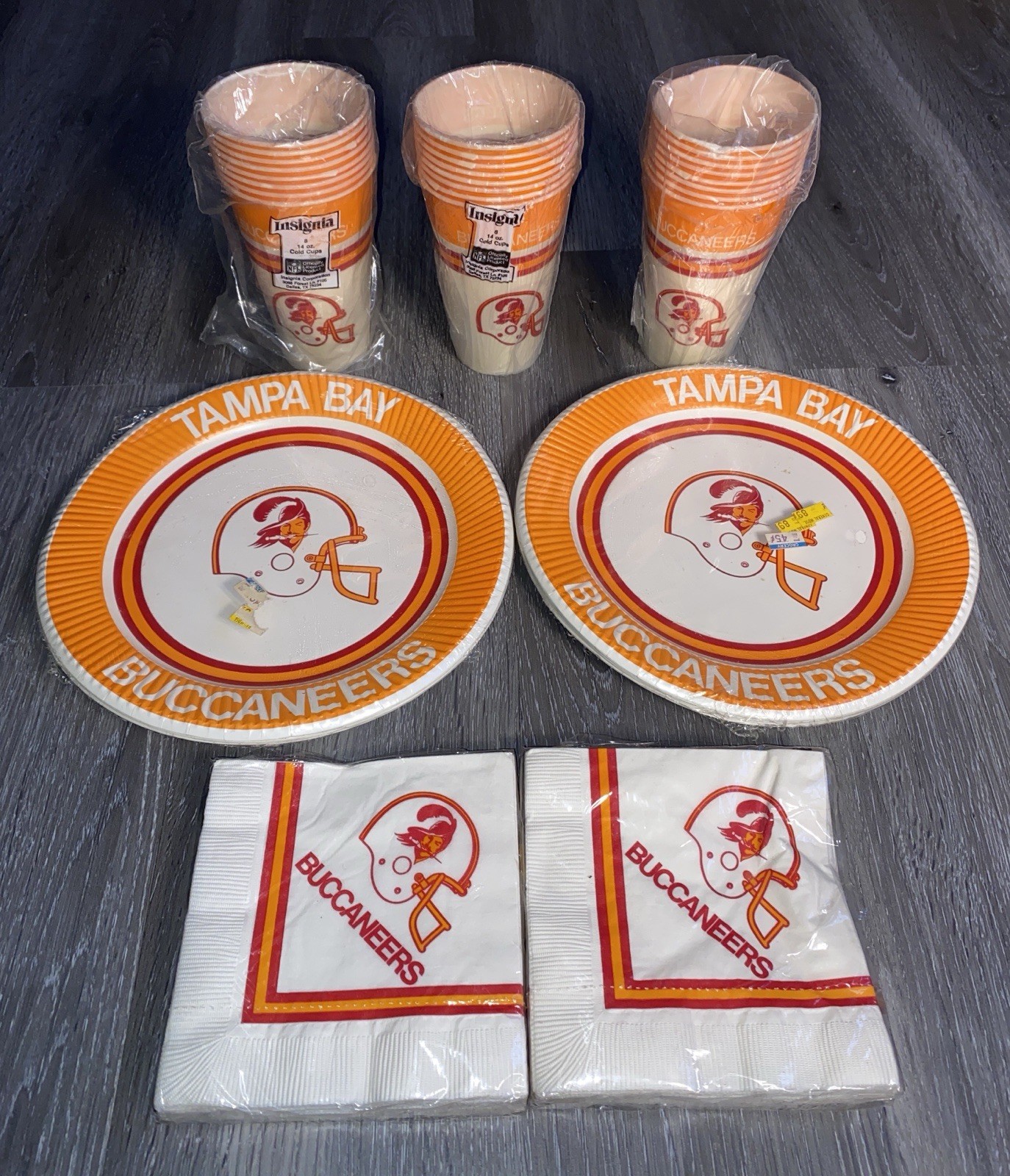 Vintage NFL Tampa Bay Buccaneers Cups Paper Plates Napkins Party Set Insignia