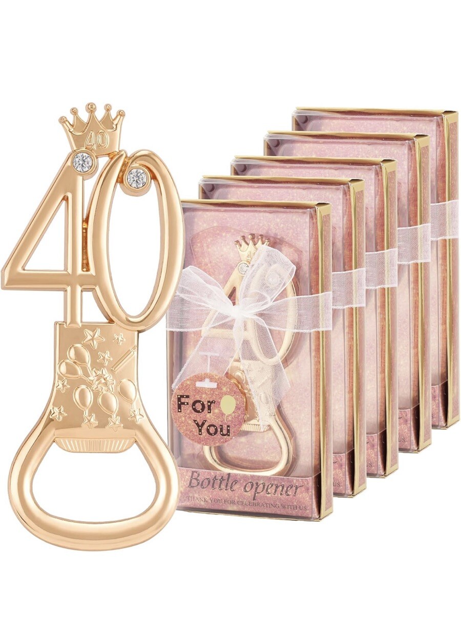 Chic Rose Gold Bottle Openers – 40th Birthday and Anniversary Favors, Pack of 24