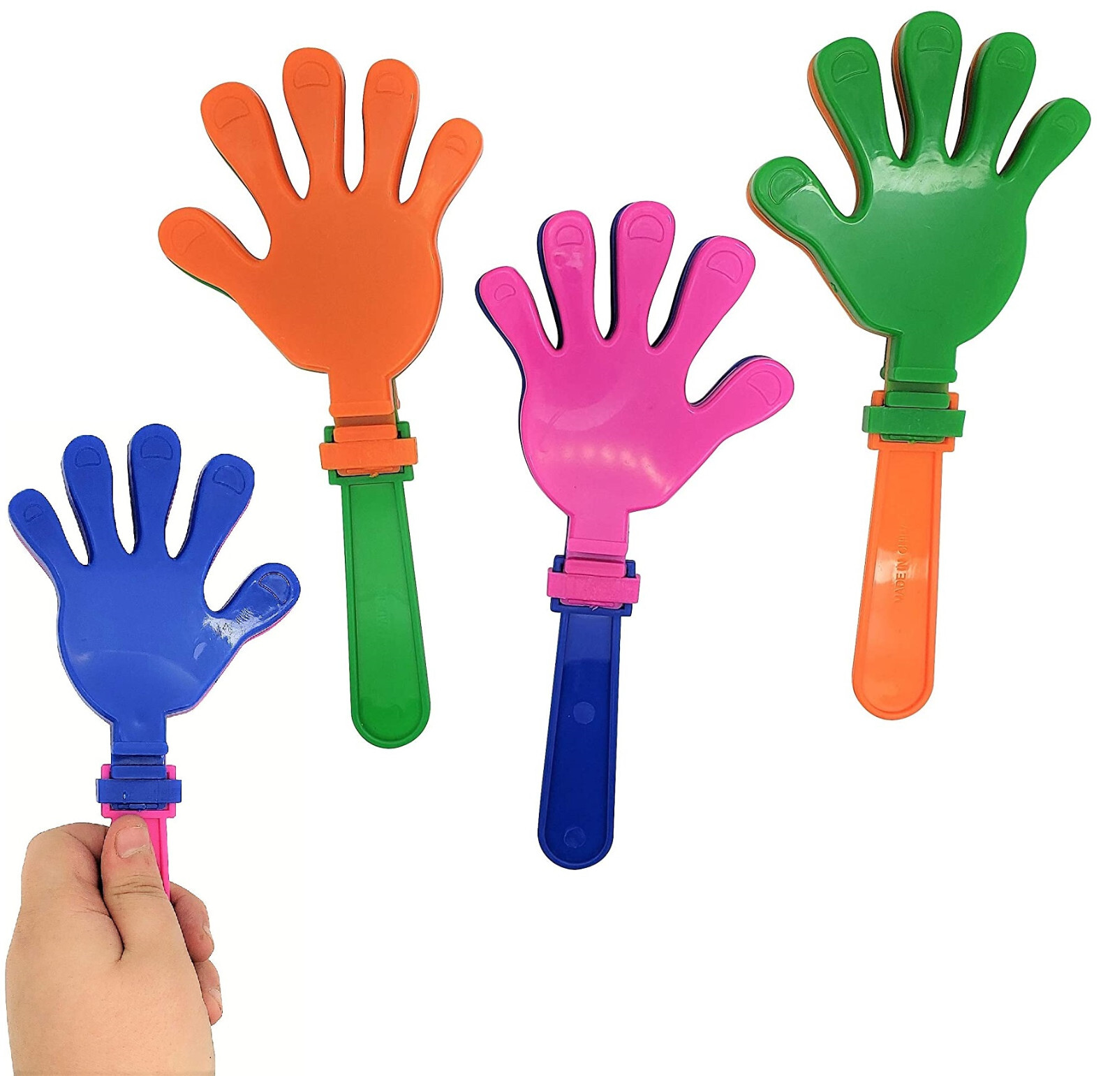 Colorful Large 7″ Hand Clappers (12 Pack) Plastic. Noisemakers