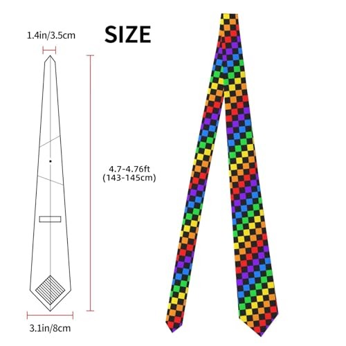 LGBT Pride Men’s Tie Gay Rainbow Tie Bisexual One Size Rainbow Checkerboard