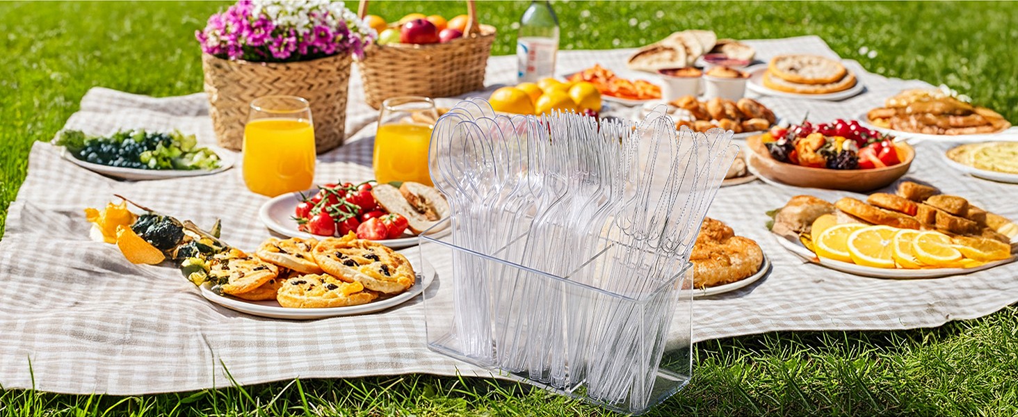 100 Count] Clear Plastic Spoons Heavy Duty, Premium Disposable Spoons, Durable