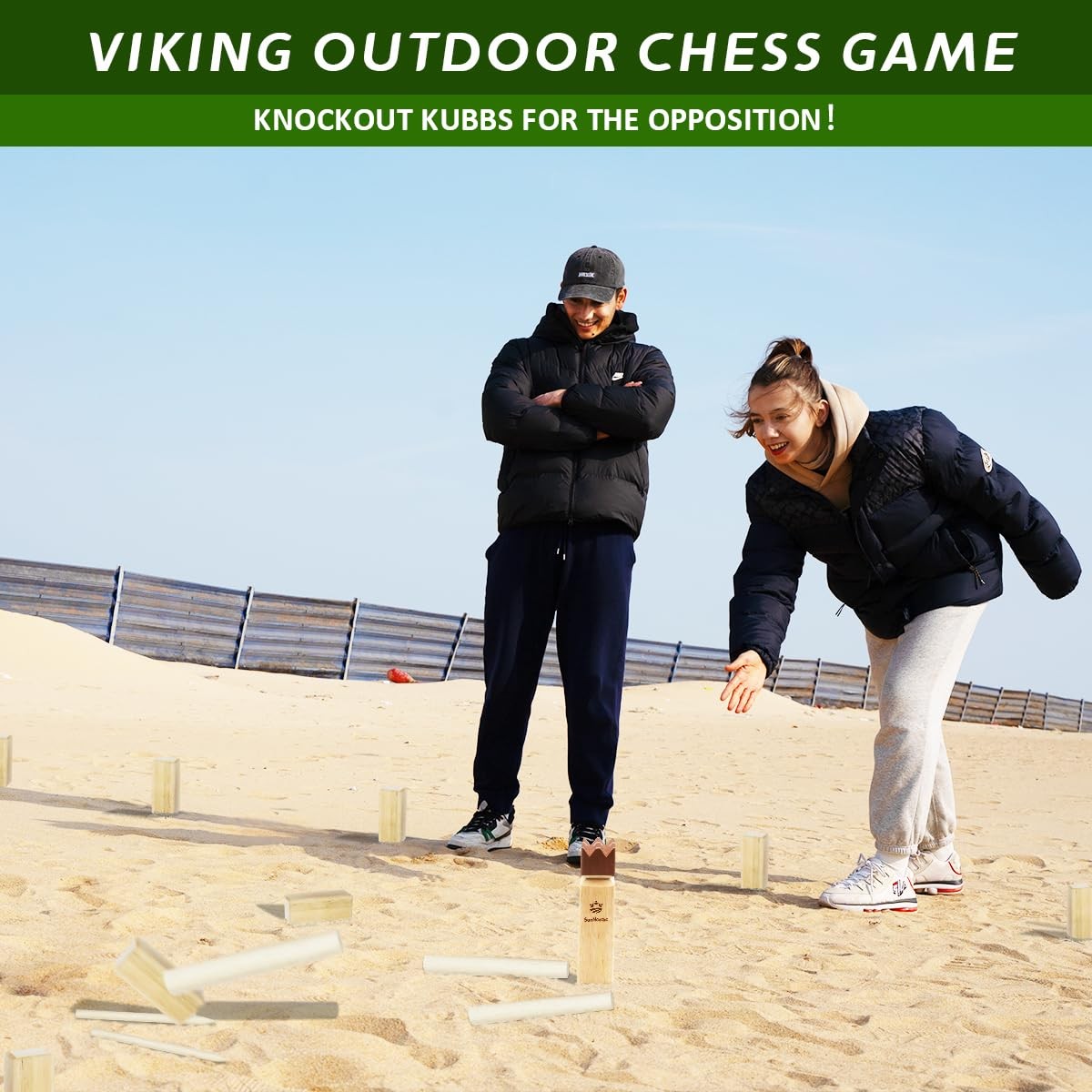 SunNordic Kubb Game Set – Outdoor Tossing Game for Kids & Adults