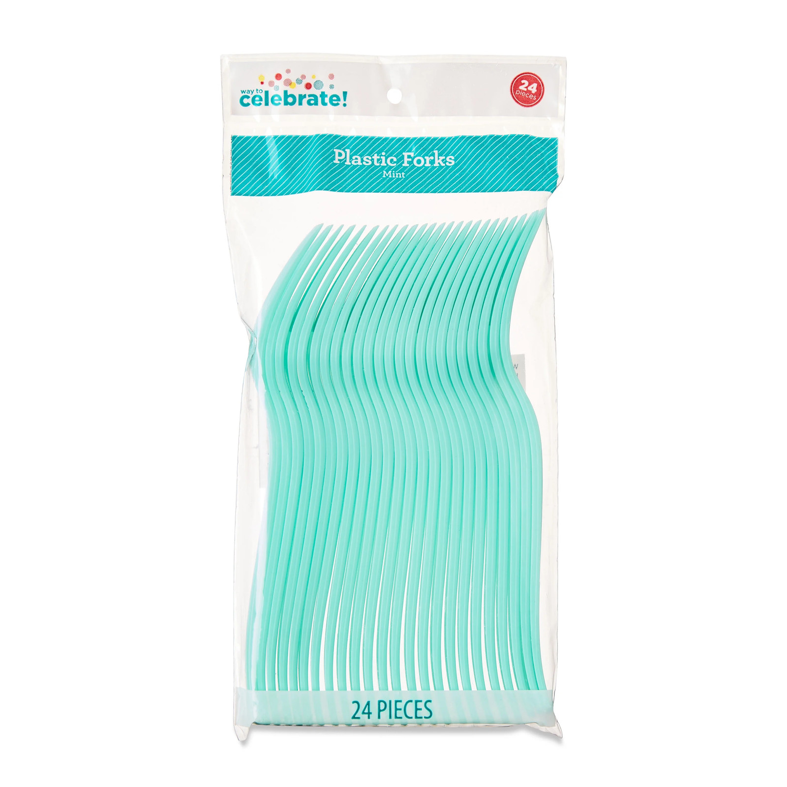 Plastic Disposable Forks, Mint, 24 Pieces, by