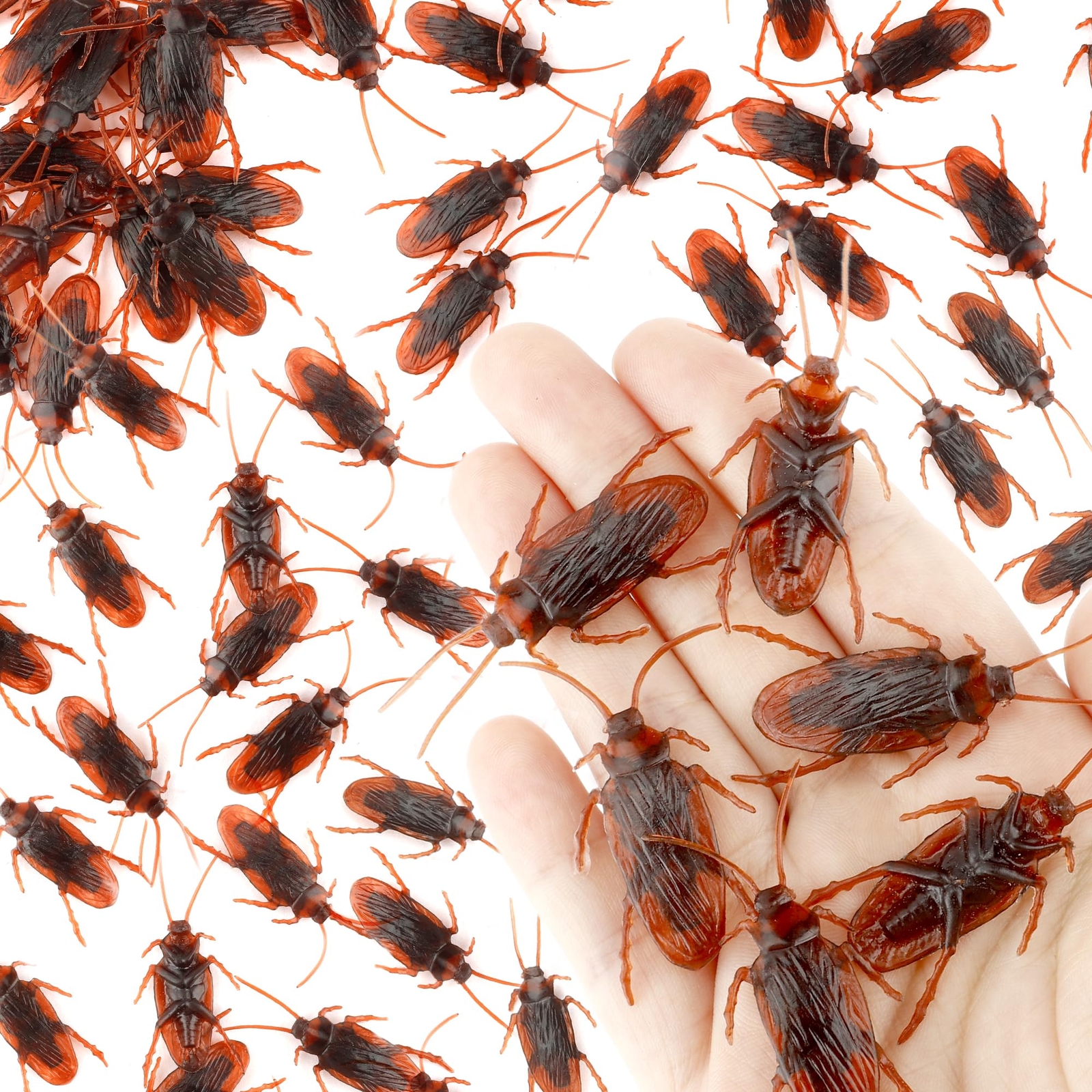 50 Prank Cockroaches Realistic Cock Roach Plastic Fake Creepy Bugs Gag Toy Joke