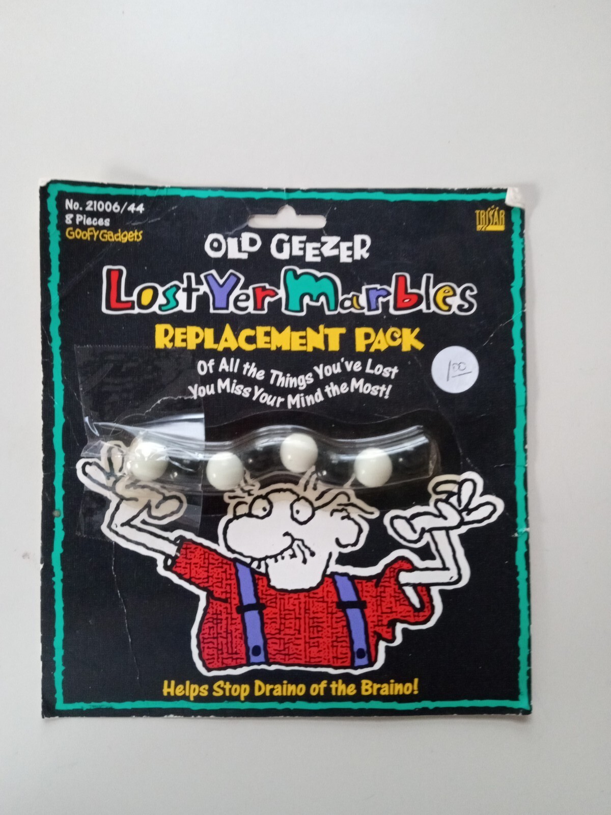 Old Geezer Lost Yer Marbles replacement pack. Stops Draino of the Braino Novilty