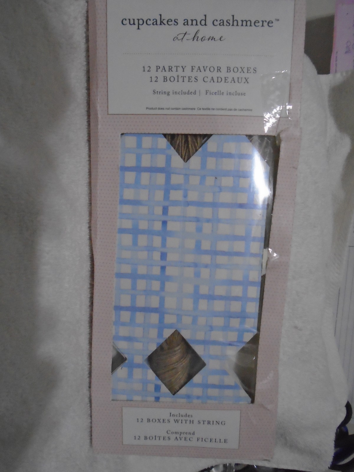 NEW Cupcakes and Cashmere 12 pk Blue & White Party Favor Boxes with String
