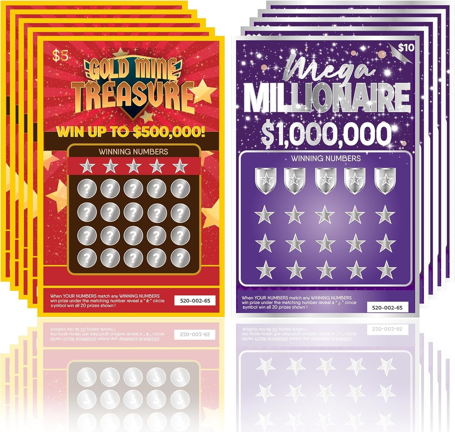 10 Fake Lottery Tickets Scratch off Cards That Look Real Winning $1M and $500K