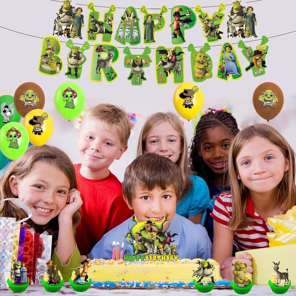 Shrek Birthday Party Supplies Set Balloons Cake Toppers Banner for Kids Party