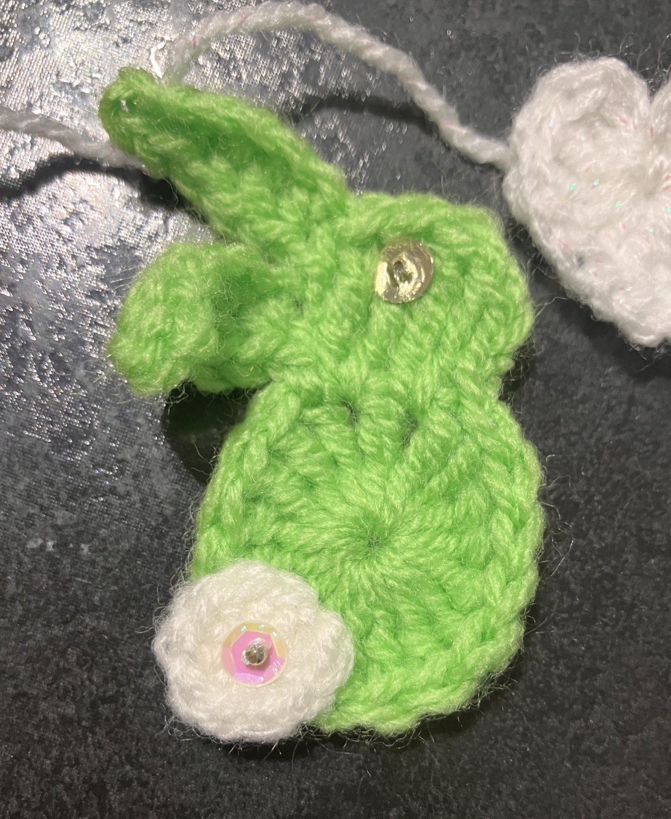 🐰🌈❤️ NEW Rainbow Easter bunny Rabbit heart Hand Crochet bunting window Gift