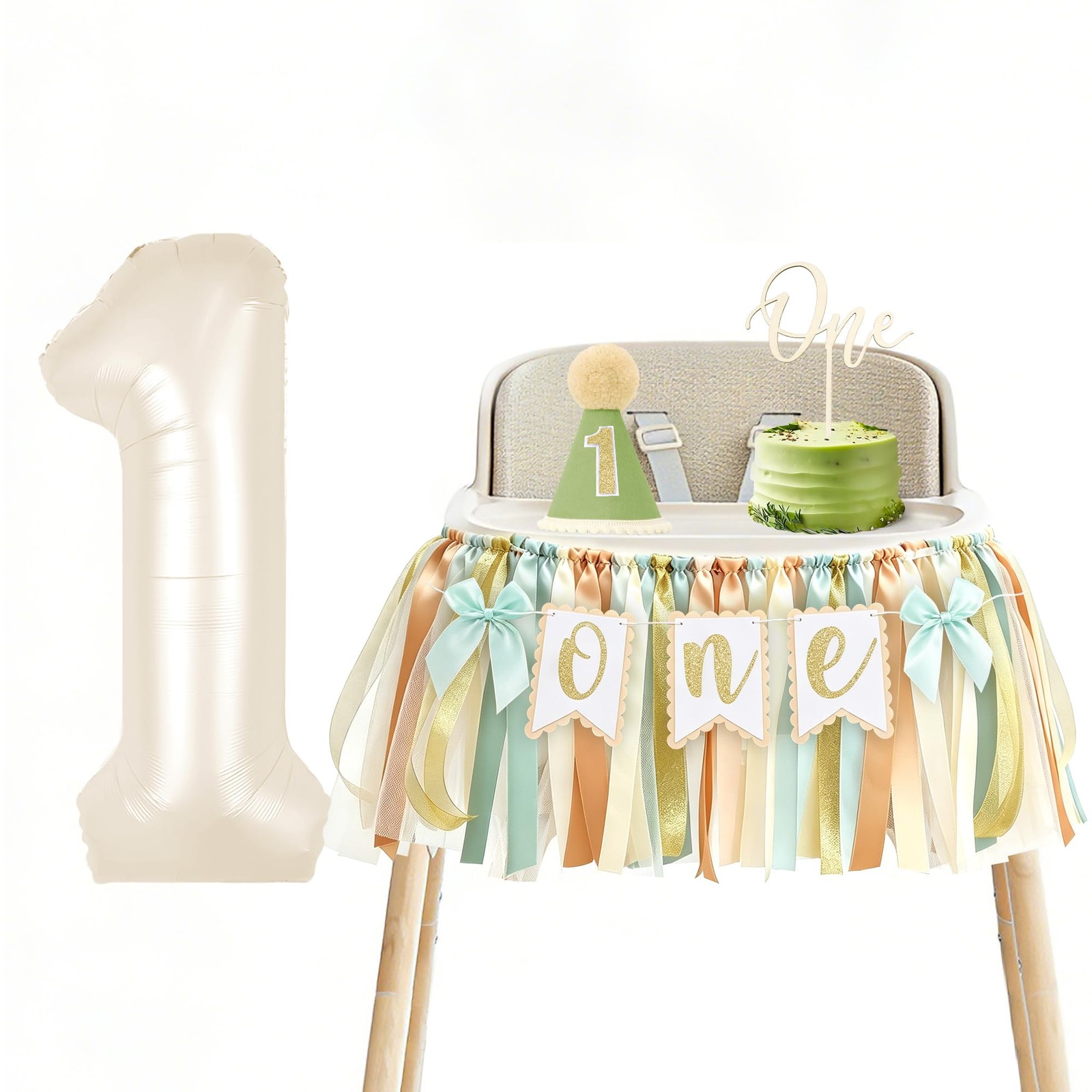 Sage Green First Birthday Decorations Gender Neutral Baby, 1st Birthday Highc…