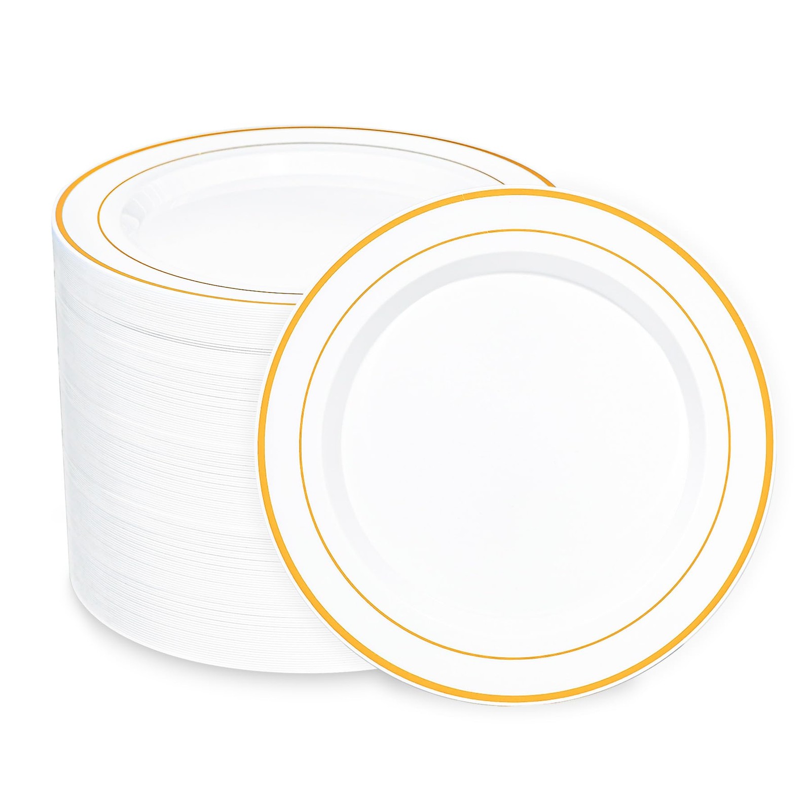 108PCS White and Gold Plastic Plates, 10 Inch Disposable Dinner Plates with G…
